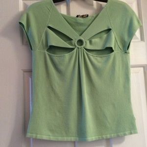 - BCBGMaxAzria Parakeet green cut out sweater NWT